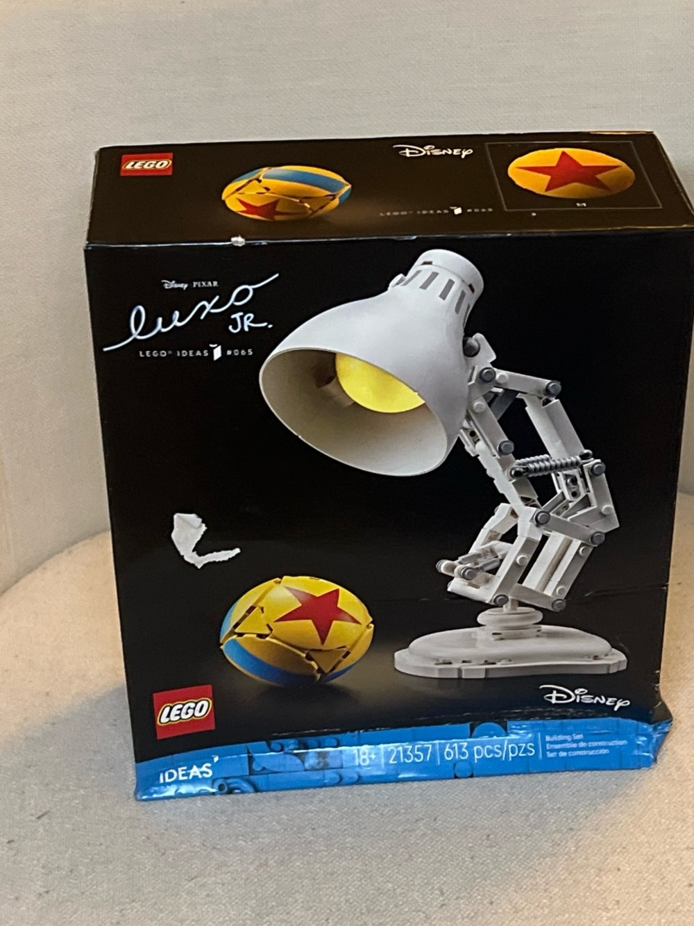 LEGO White and Yellow Luxo Jr. Desk Lamp with Red Star Ball
